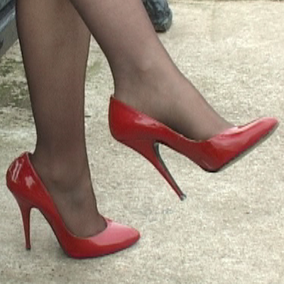 vintage red patent leather stiletto